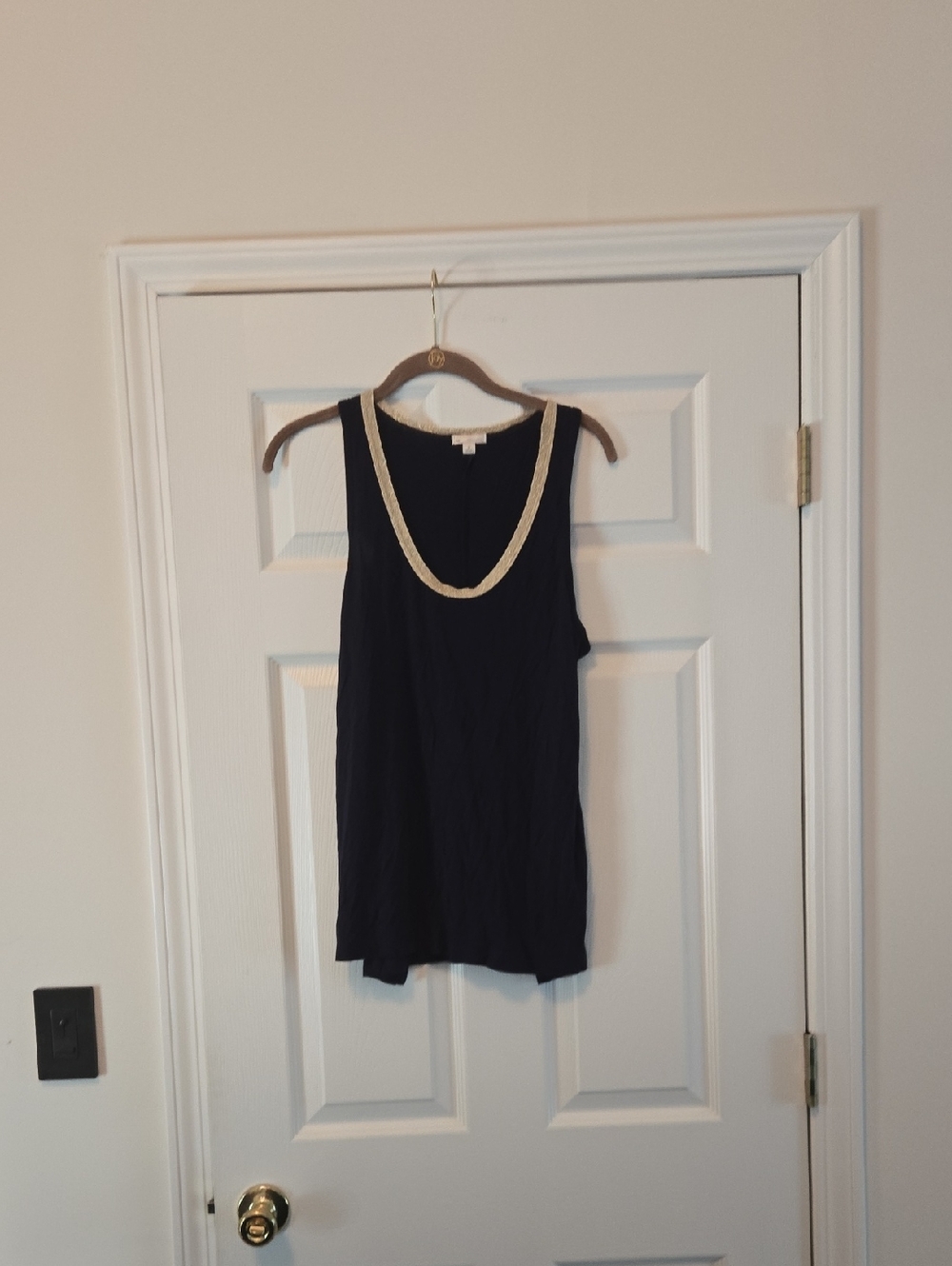 GAP Navy Tank with Cream Scoop Trim